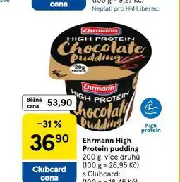 Tesco Ehramnn high protein pudding nabídka