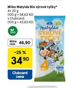 Tesco Milko matylda bio sýrové tyčky nabídka