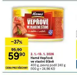 Tesco Hamé vepřové maso ve vlastní šťávě nabídka