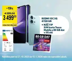 Tesco Redmi 15c 5g + sim karta nabídka