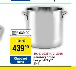 Tesco Nerezový hrnec bez pokličky nabídka