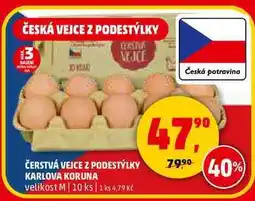 Penny Market ČERSTVÁ VEJCE Z PODESTÝLKY KARLOVA KORUNA velikost M, 10 ks nabídka