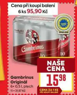 Billa Gambrinus Originál 6x 0,51, plech nabídka