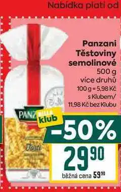 Billa Panzani Těstoviny semolinové 500 g nabídka