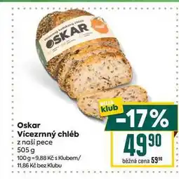 Billa Oskar Vícezrnný chléb z naší pece 505 g nabídka