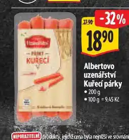 Albert Albertovo uzenářství Kuřecí párky 200 g nabídka