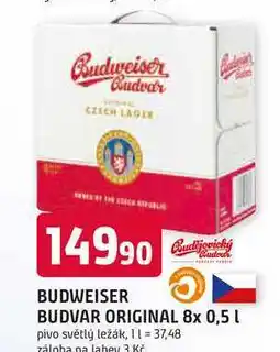 Trefa Budweiser Budvar B:Original světlý ležák 8 x 0,50l nabídka