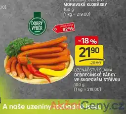 Flop DEBRECÍNSKÉ PÁRKY VE SKOPOVÉM STŘÍVKU 100 g nabídka