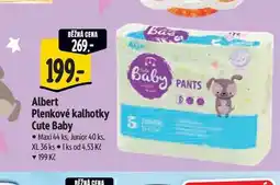 Albert Albert Plenkové kalhotky Cute Baby Maxi 44 ks, Junior 40 ks, XL 36 ks nabídka