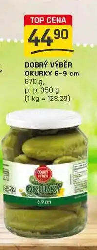 Flop DOBRÝ VÝBĚR OKURKY 6-9 cm 670 g. p. p. 350 g nabídka