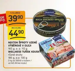Flop NEKTON ŠPROTY UZENÉ VÝBĚROVÉ V OLEJI 160 g. p. p. 112 g nabídka