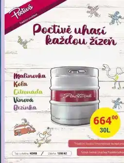 BENE Nápoje Poděbradka Poctivá Malinovka 30L nabídka