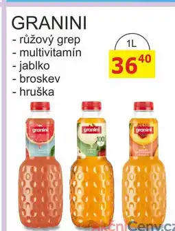 BENE Nápoje GRANINI - růžový grep, multivitamín, jablko, broskev, hruška 1L nabídka
