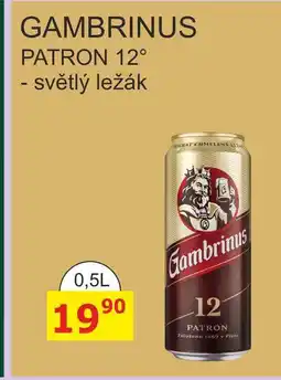 BENE Nápoje GAMBRINUS PATRON 12° - světlý ležák 0,5l plech nabídka