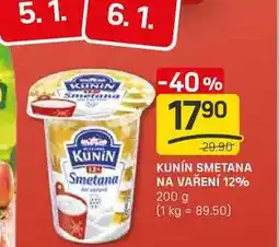 Flop KUNIN SMETANA Smetana NA VAŘENÍ 12% 200 g nabídka