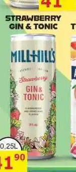 BENE Nápoje MILL HILL'S Strawberry GIN & TONIC 0,25L míchaný drink nabídka