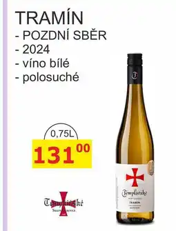 BENE Nápoje Templářské sklepy 0,75l TRAMÍN POZDNÍ SBĚR 2024 nabídka