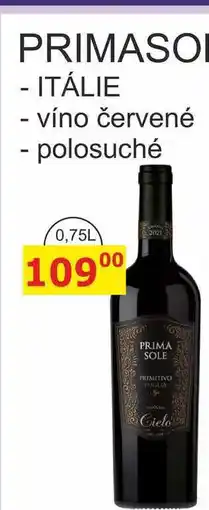 BENE Nápoje PRIMASOLE PRIMITIVO - ITÁLIE - víno červené - polosuché 0,75L nabídka