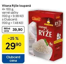 Tesco Vitana Rýže loupaná, 4× 100 g. varné sáčky nabídka
