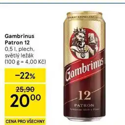 Tesco Gambrinus Patron 12, 0.5 l, plech. světlý ležák nabídka