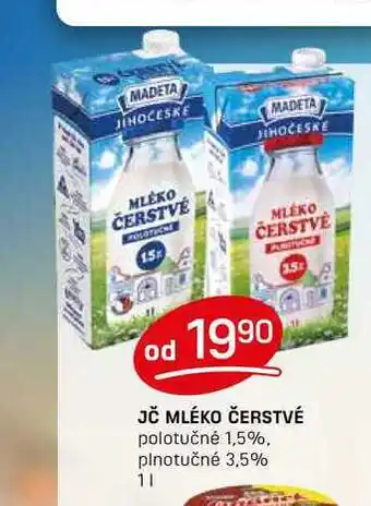 JČ MLÉKO ČERSTVÉ polotučné 1,5% 1l