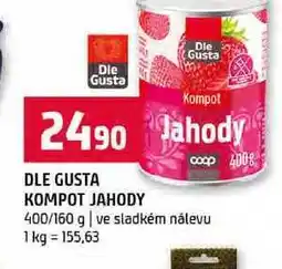 Terno DLE GUSTA KOMPOT JAHODY 400/160 g ve sladkém nálevu nabídka