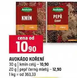 Terno AVOKÁDO KOŘENÍ 30 g kmin celý 20 g pepř černý mletý nabídka