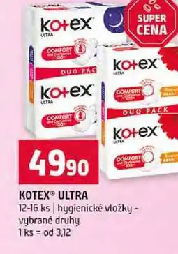 Terno KOTEX ULTRA 12-16 ks hygienické vložky vybrané druhy nabídka