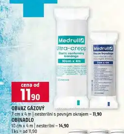 Terno OBVAZ GÁZOVÝ 7 cm x 4 m nesterilní s pevným okrajem OBINADLO 10 cm x 4 m nesterilní nabídka