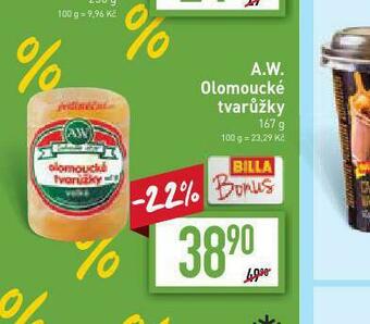 Billa Olomoucké tvarůžky nabídka