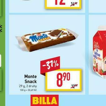 Billa Monte snack nabídka