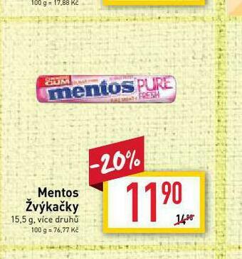 Billa Mentos žvýkačky nabídka