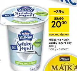 Tesco Mlékárna Kunín Selský jogurt bílý nabídka