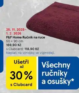 Tesco F&F Home Ručník na ruce nabídka