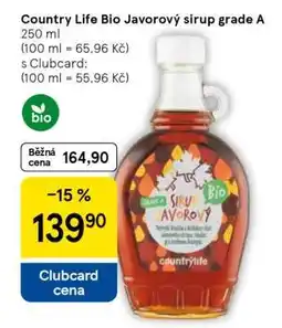 Tesco Country Life Bio Javorový sirup grade A nabídka