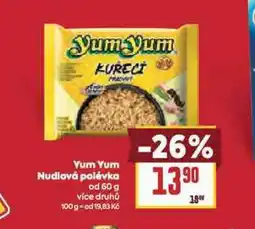 Billa Yum yum nudlová polévka nabídka