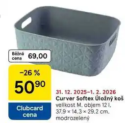 Tesco Curver Softex Úložný koš, velikost M. objem 12 l, 37.9 x 14,3 x 29,2 cm, modrozelený nabídka