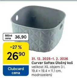 Tesco Curver Softex Úložný koš, velikost XS, objem 3 l, 19.4 x 19,4 x 11,1 cm, modrozelený nabídka