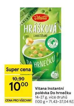 Tesco Vitana Instantní polévka Do hrnečku, 14-27 g, více druhů nabídka