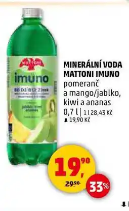 Penny Market MINERÁLNÍ VODA MATTONI IMUNO, 0,7 l nabídka
