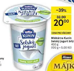 Tesco Mlékárna Kunín Selský jogurt bílý, 400 g nabídka