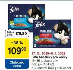 Tesco Felix Kapsičky pro kočky, 12× 85 g, dva druhy nabídka