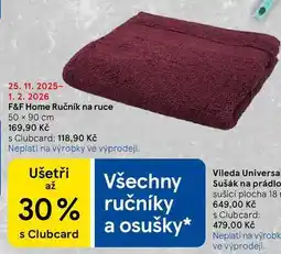 Tesco F&F Home Ručník na ruce, 50 x 90 cm nabídka