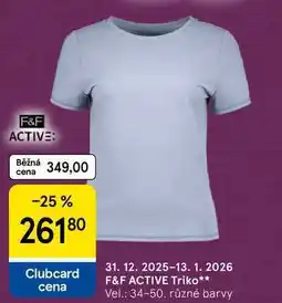 Tesco F&F ACTIVE Triko, Vel.: 34-50, různé barvy nabídka