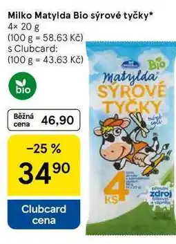 Tesco Milko Matylda Bio sýrové tyčky, 4× 20 g nabídka