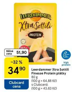 Tesco Leerdammer Xtra Sottili Finesse Protein plátky, 80 g nabídka