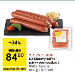 Tesco DZ Klatovy kuřecí párky pochoutkové, 850 g, balené nabídka