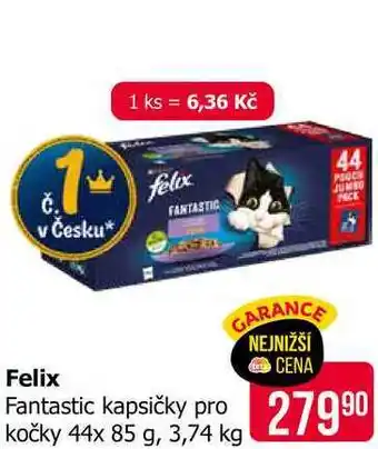 Felix Fantastic kapsičky pro kočky 44x 85 g, 3,74 kg