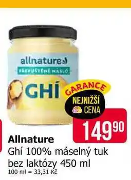 Teta Allnature Ghí 100% máselný tuk bez laktózy 450 ml nabídka