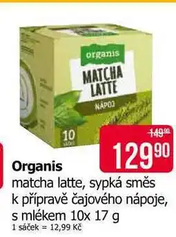 Teta Organis matcha latte, sypká směs k přípravě čajového nápoje, s mlékem 10x 17 g nabídka